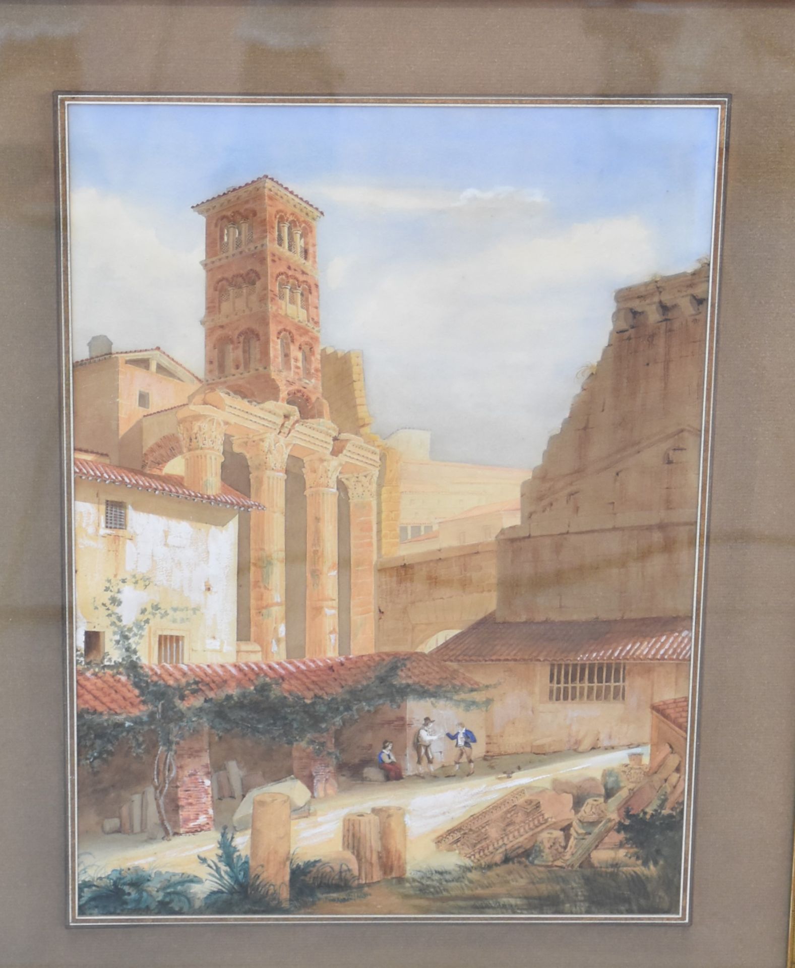 Gouache around 1840. View of Rome. Remains of the forum of Nerva. Size : 24 x 35 cm. - Image 2 of 3