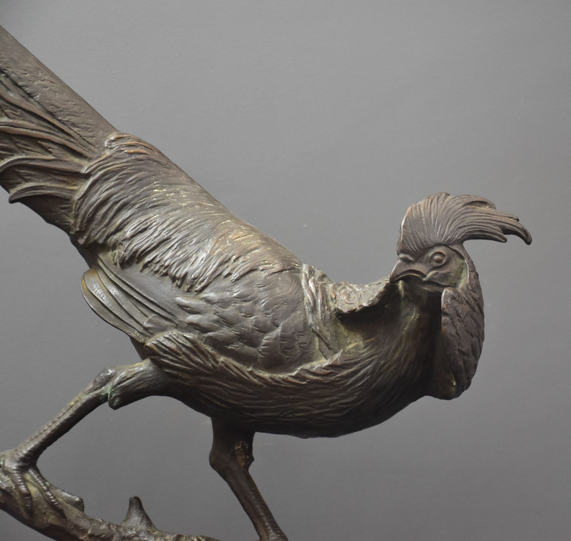 Anton BUSCHELBERGER (1869-1934) Hunting bronze, pheasant balanced on a branch. Height: 72,5 cm. - Image 3 of 4