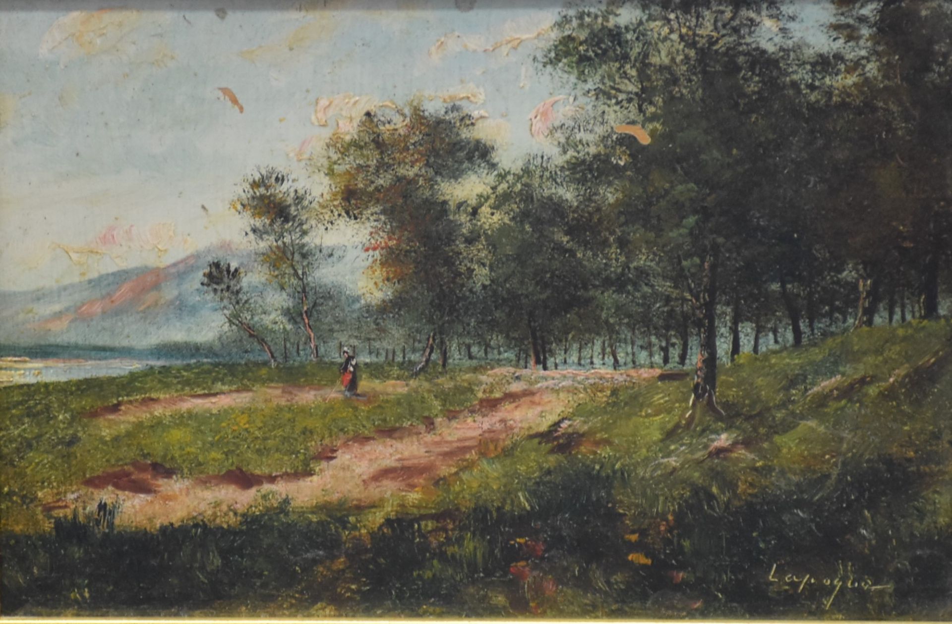 Jules LAPOQUE (1826-1889) Country landscape. Oil on panel. Dimensions : 15,5 x 22 cm. - Image 2 of 3