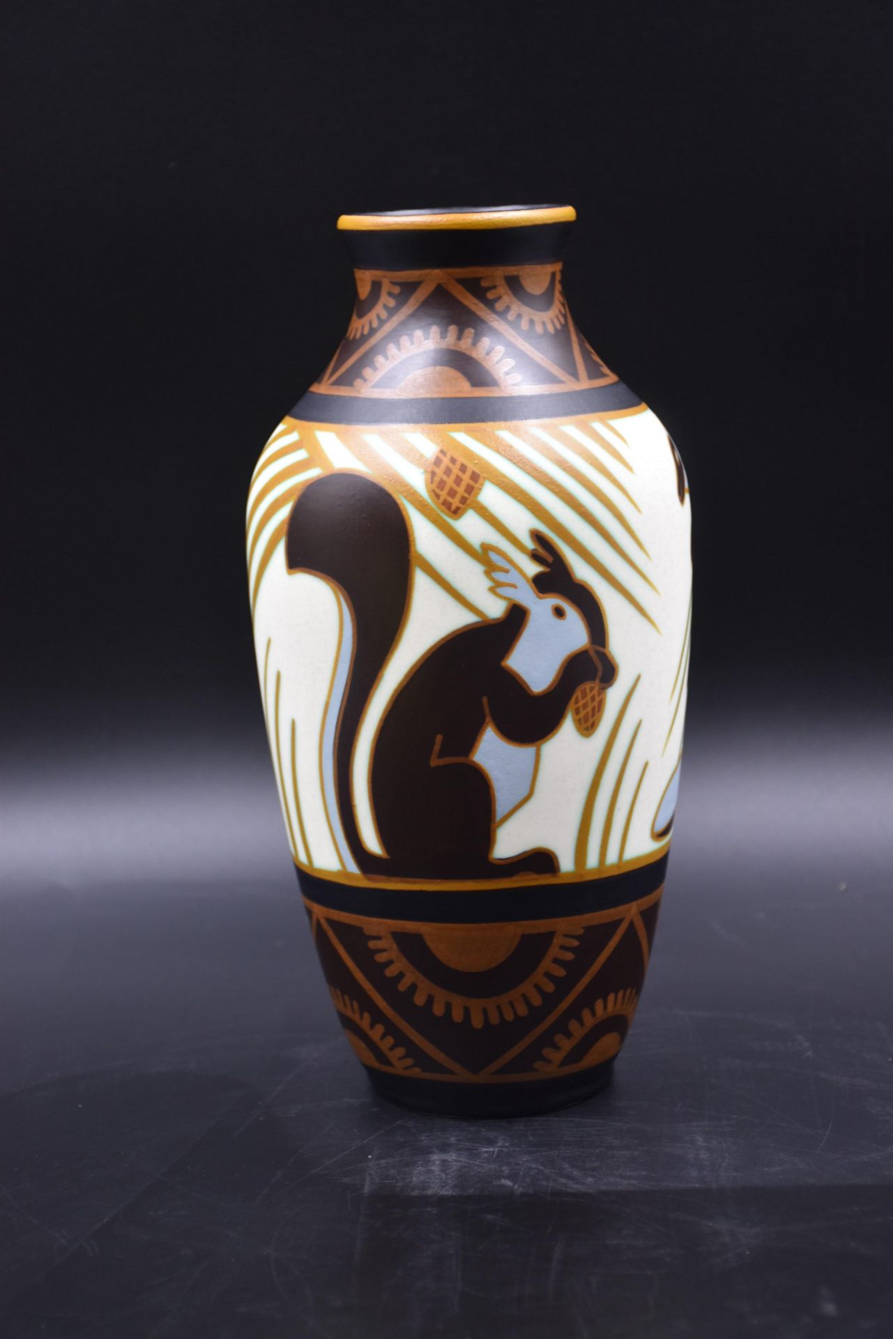 Charles CATTEAU(1880-1966). Vase with matte finish decoration of squirrels. D.1349 Ht : 27 cm. - Image 3 of 5