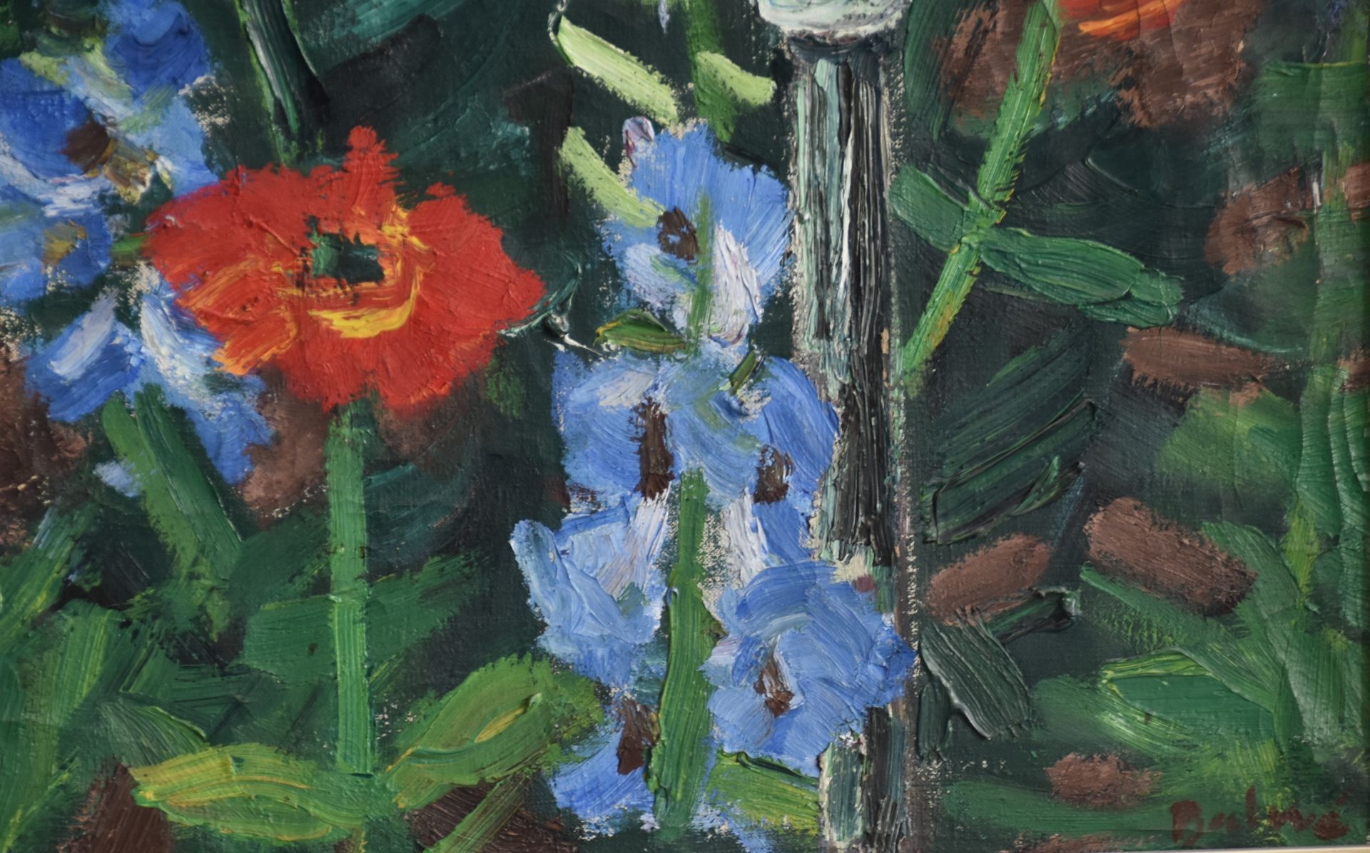 Arnold BALWE (1898-1983) Oil on canvas. The delphiniums at the entrance of the garden. Resale rights - Image 3 of 4