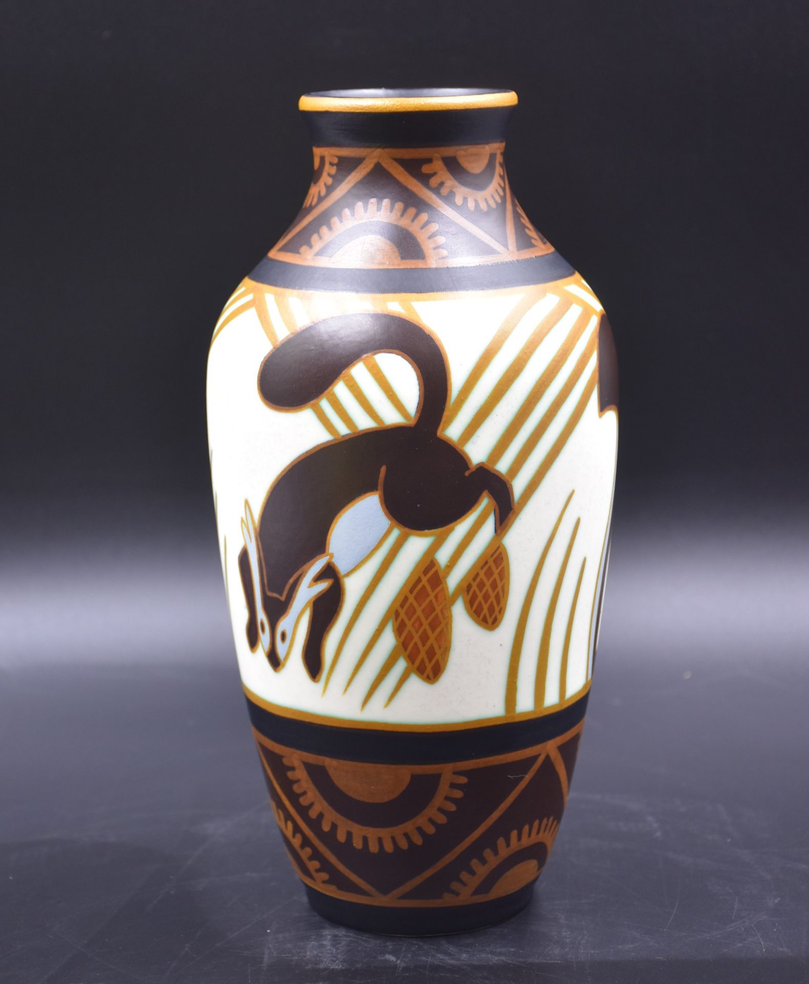 Charles CATTEAU(1880-1966). Vase with matte finish decoration of squirrels. D.1349 Ht : 27 cm. - Image 2 of 5