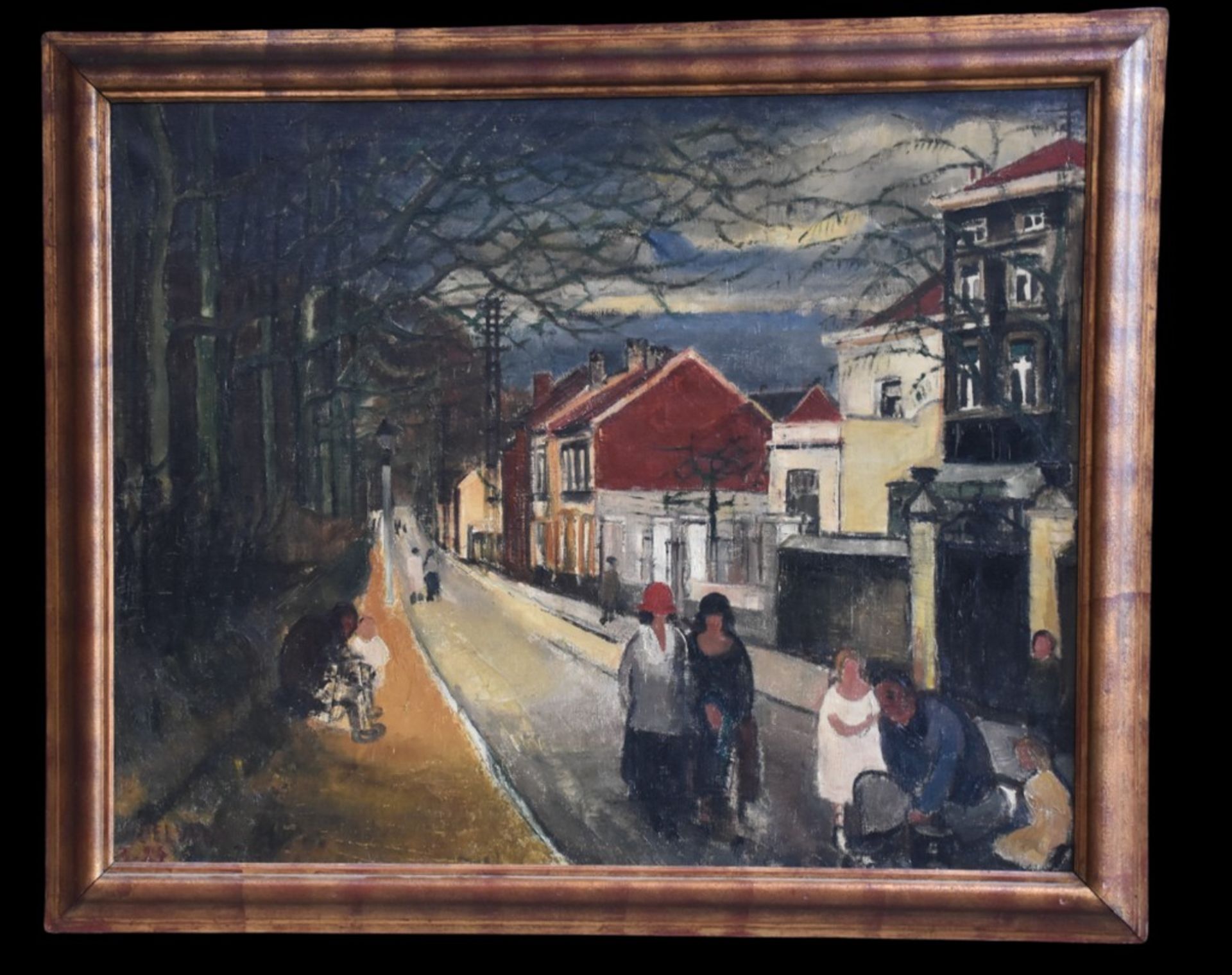 Paul DELVAUX (1897-1994). "Chaussée de Tervuren in Auderghem". Oil on canvas.