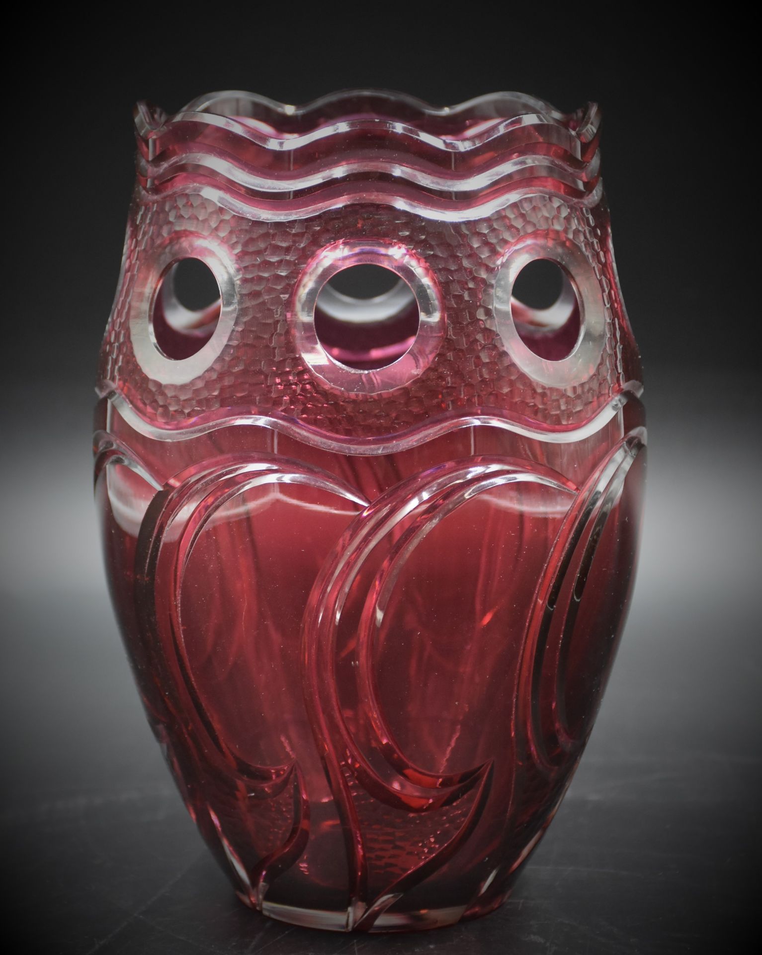 Val Saint Lambert crystal vase model Plume de Paon, Art Nouveau period. Collaboration Philippe - Bild 2 aus 2