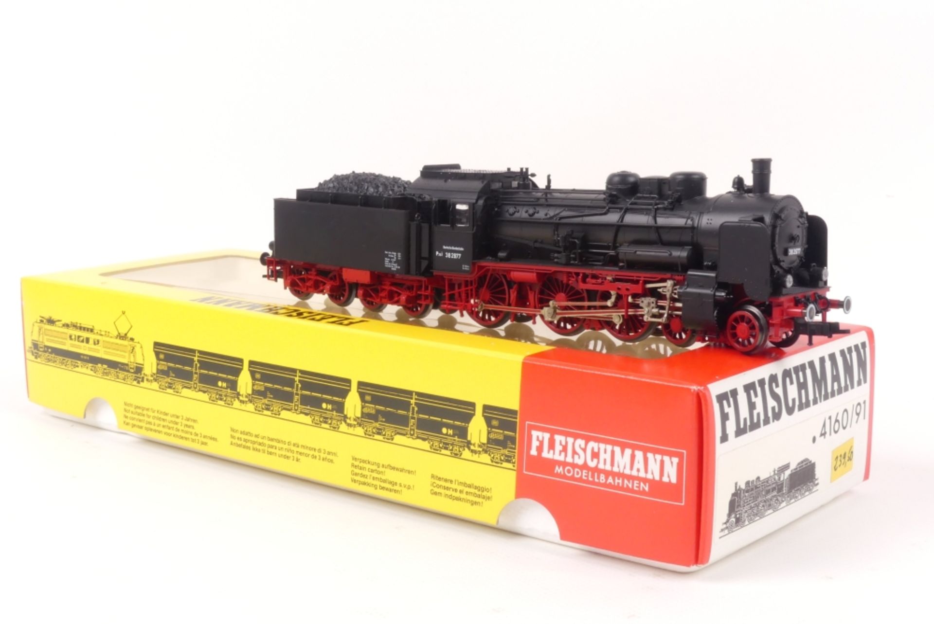 Fleischmann 4160/91Fleischmann 4160/91, DB Dampflok 38, schwarz/rot, sehr gut erhalten