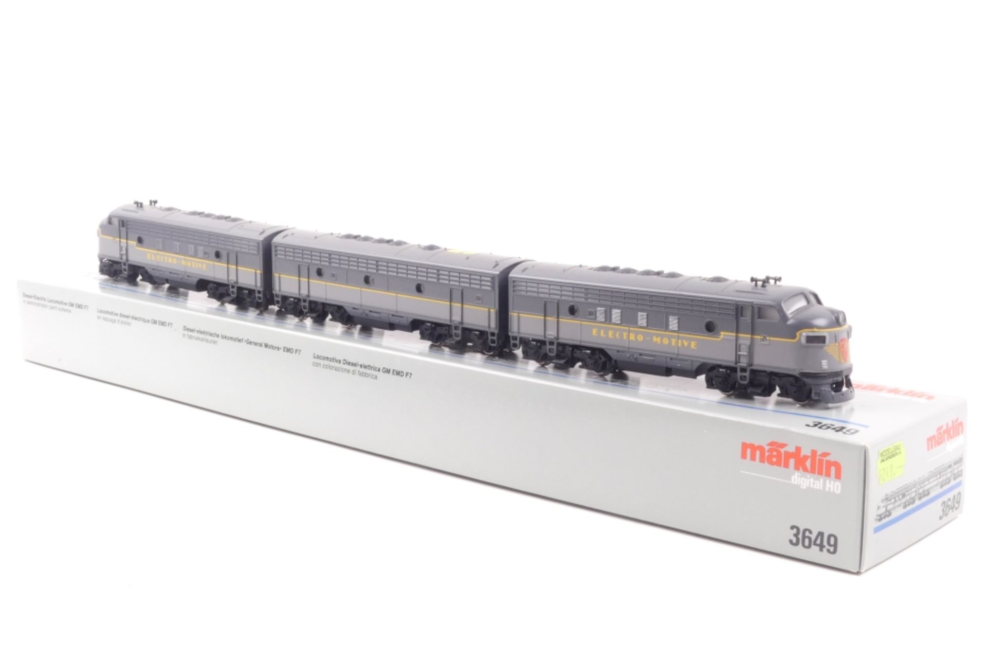 Märklin 3649Märklin 3649, "ELECTRO-MOTIVE", dreiteilige US- Diesellokomotive, grau,