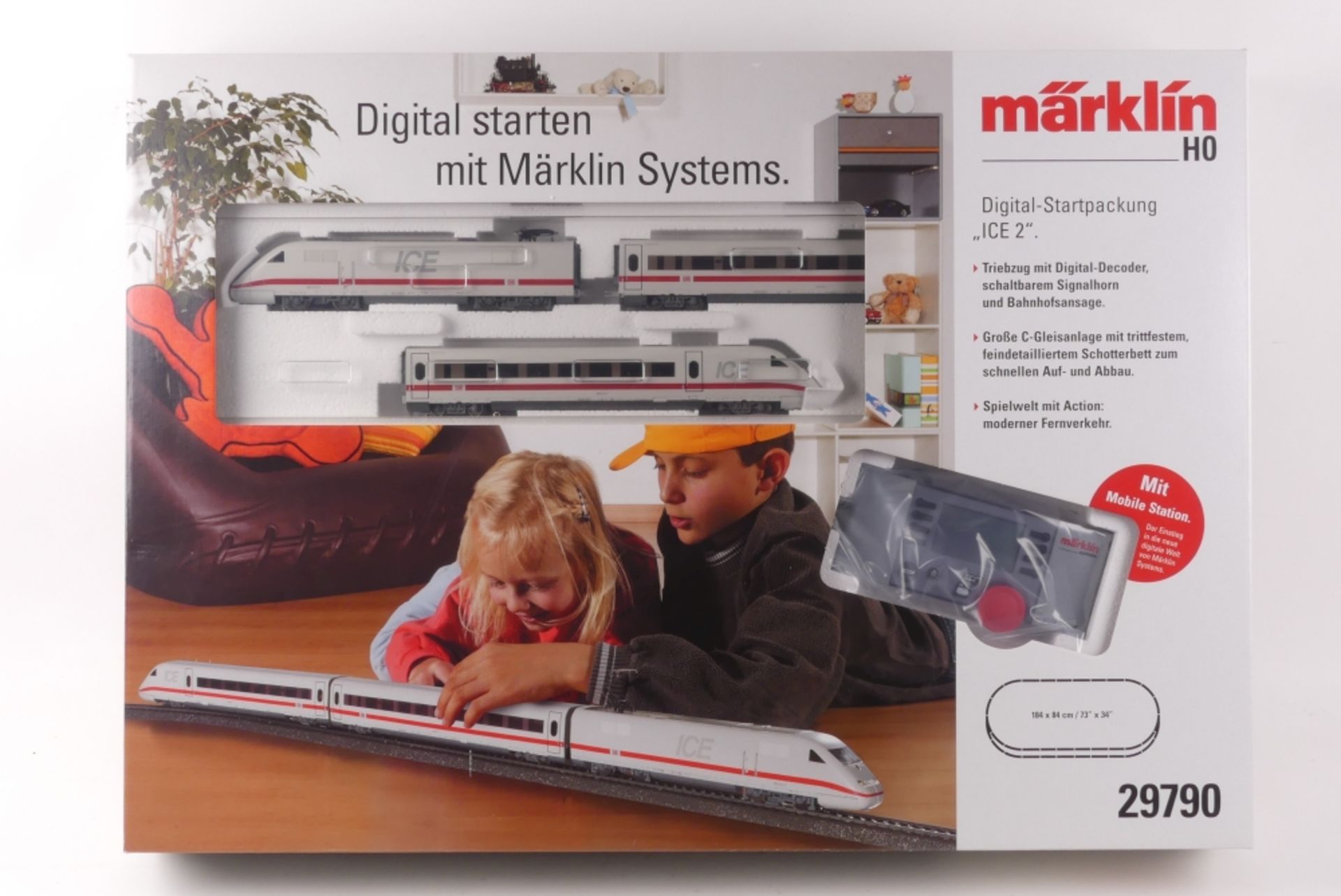 Märklin 29790Märklin 29790, Digitale Startpackung mit dreitiligem ICE 2, C-Gleise mi