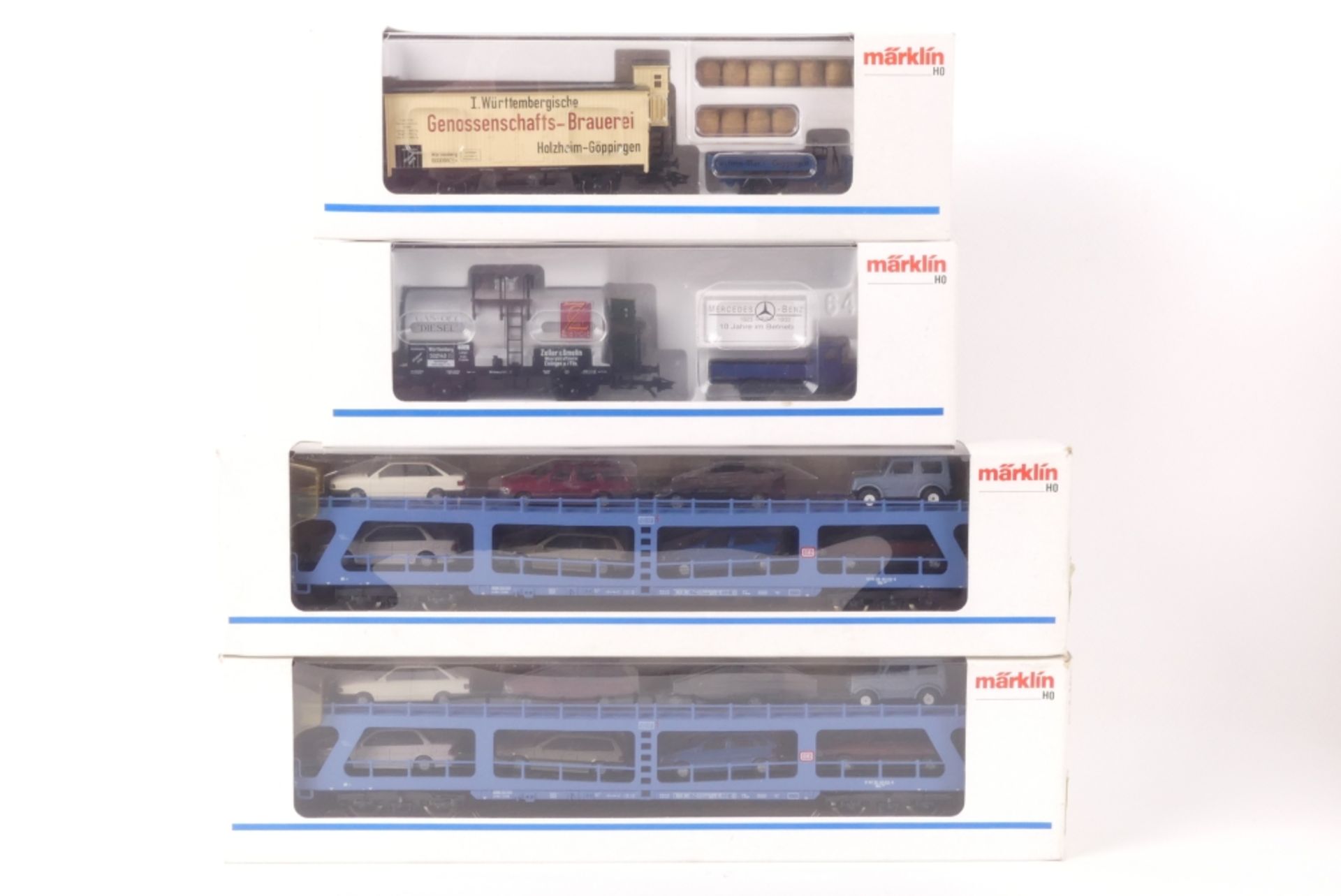 Märklin vier GüterwagenMärklin vier Güterwagen, zwei Museumswagen 1992/1994, zwei