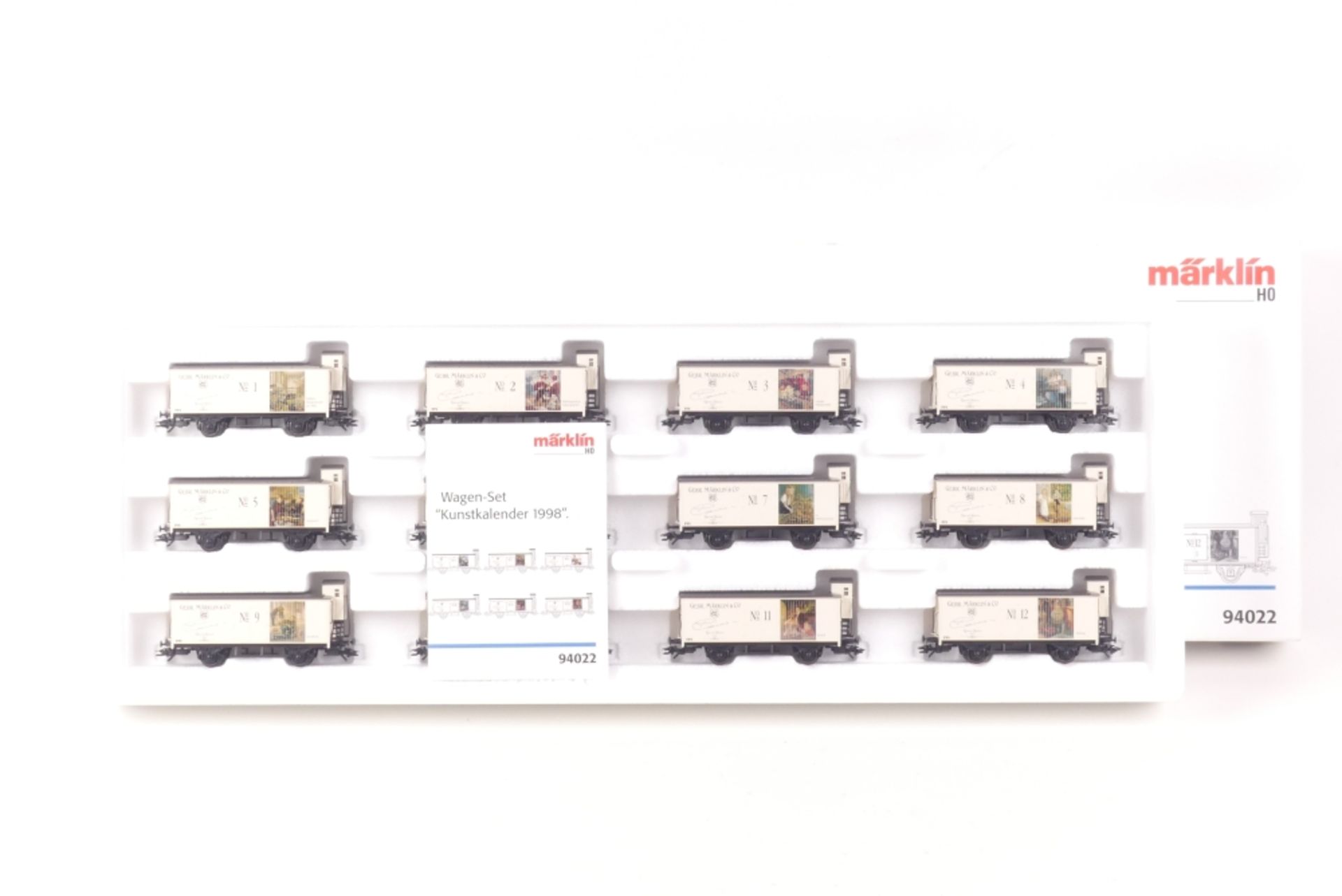 Märklin 94022Märklin 94022, Wagenset "Kunstkalender 1998", zwölf gedeckte Güterwag