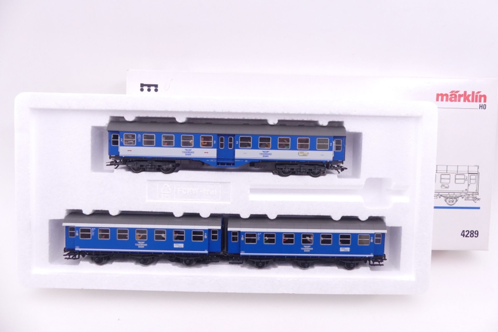 Märklin 4289, Wagen-Set "Tegernsee-Bahn", unten beklebt/ablösbar, sehr gut erhalten, ORK/leicht