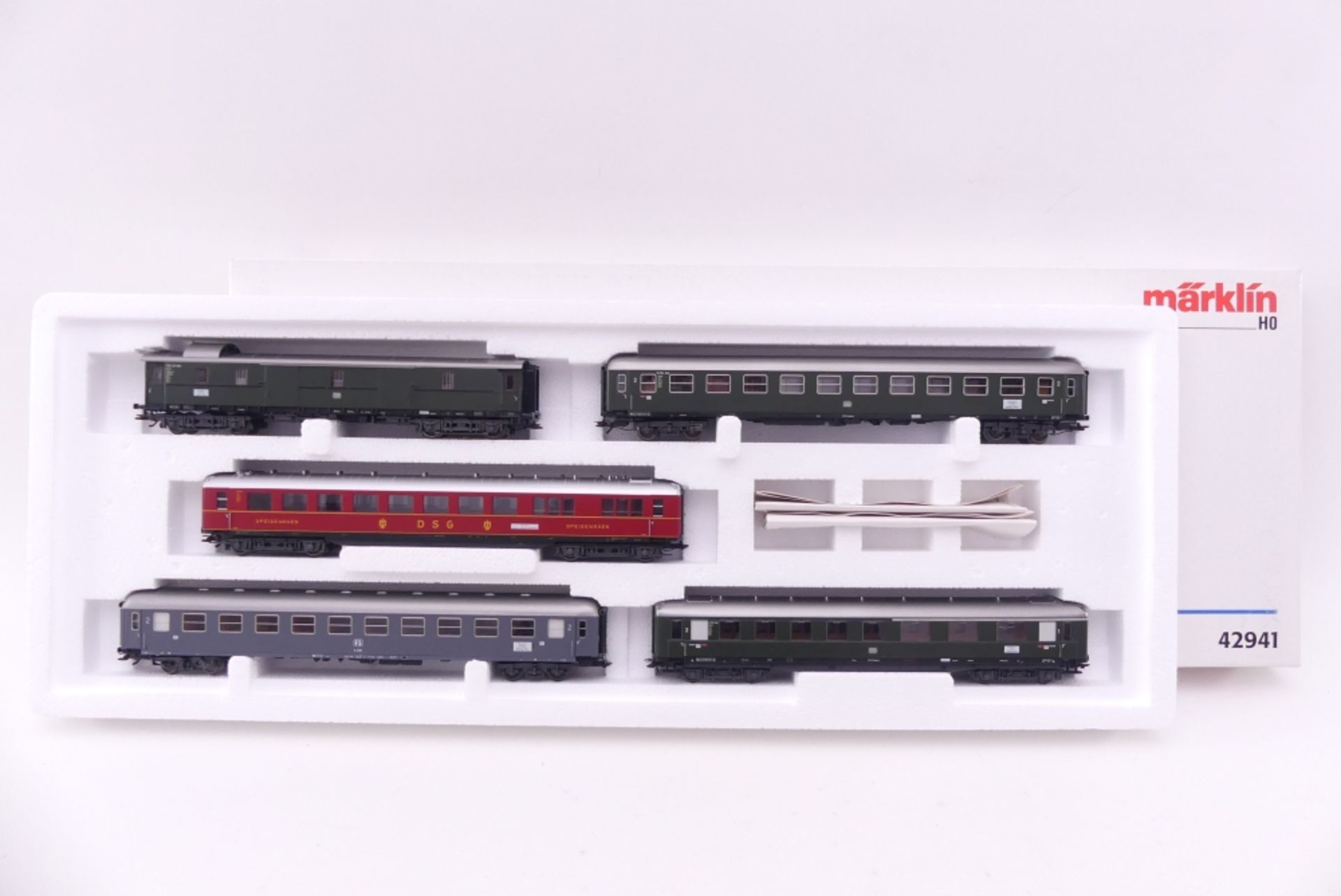 Märklin 42941, Wagen-Set "Riviera Express", fünf Schnellzugwagen der DB bzw. FS, sehr gut