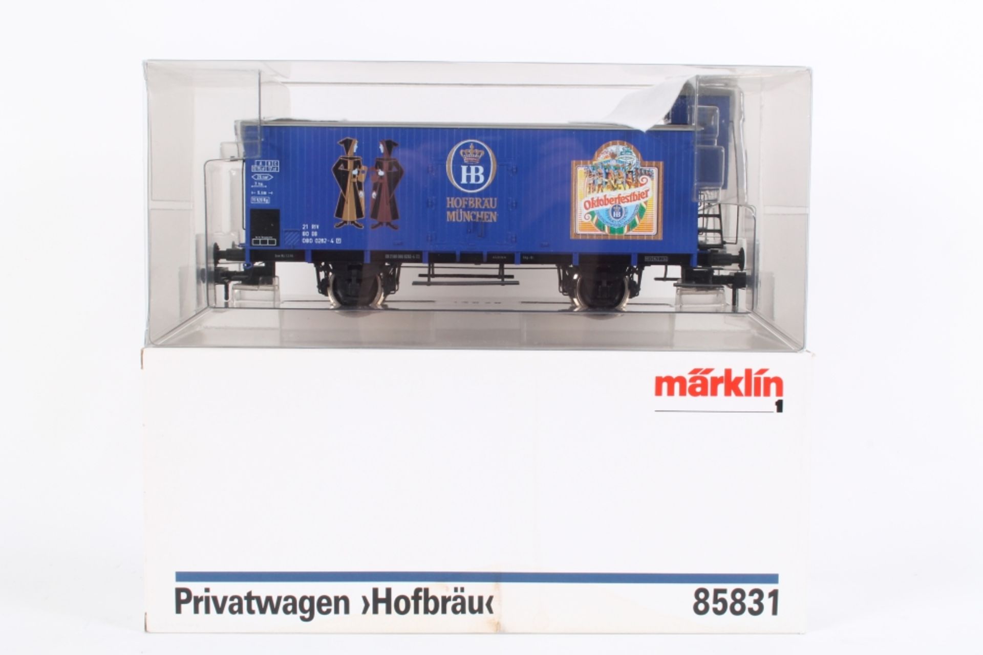 Märklin 85421, Privatwagen "Hofbräu", DB Kühlwagen mit Bremserhaus, sehr gut erhalten, ORK,