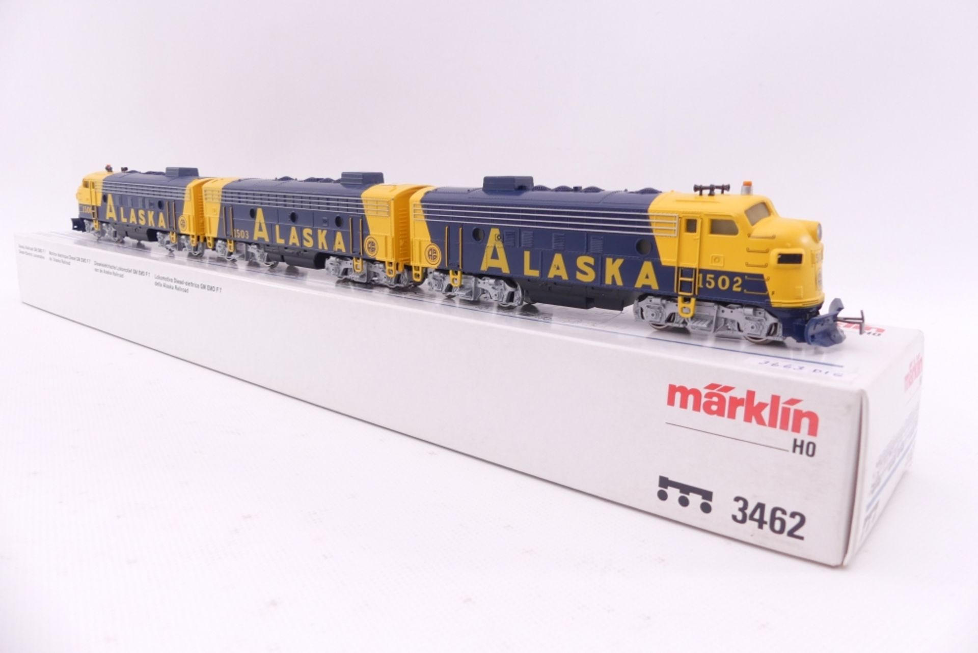 Märklin 3462, dreiteilige US-Diesellok "ALASKA", analog, beklebt/ablösbar, sehr gut erhalten,