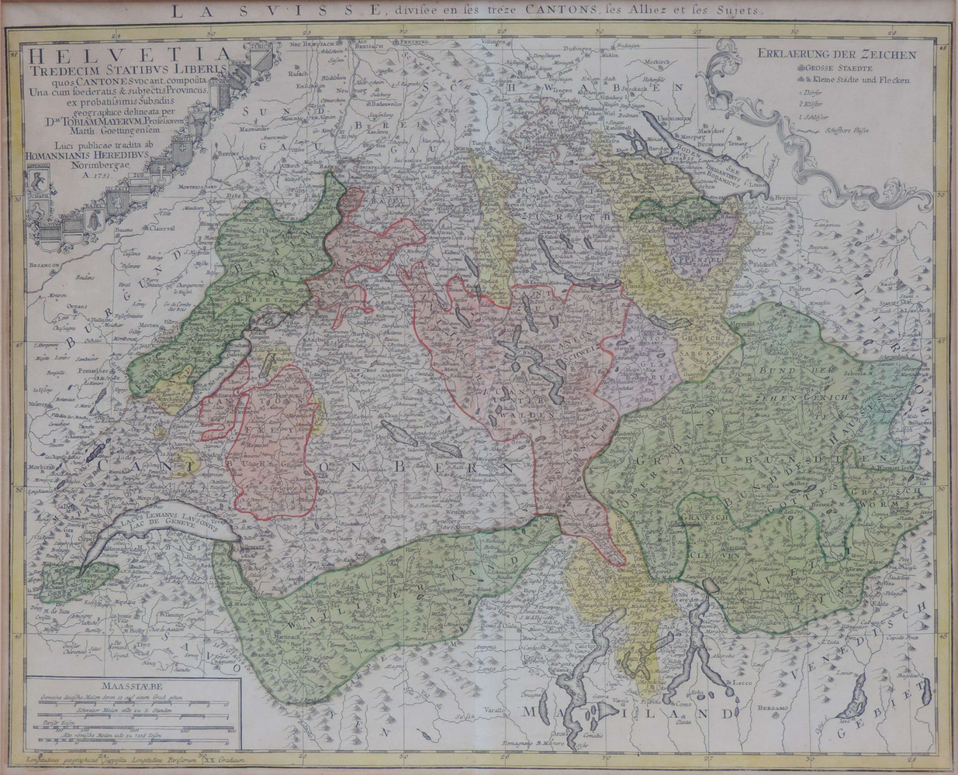 SCHWEIZ, Kupferstichkarte, Homann