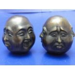 Two bronze 'The Four Faces Of Budha' figures 6cm tall