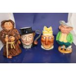 Four assorted vintage toby jugs, Beswick, Roy Kirkham etc