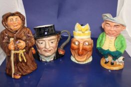 Four assorted vintage toby jugs, Beswick, Roy Kirkham etc