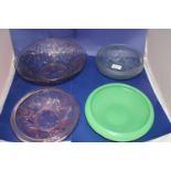 Four collectable Joblings of Sunderland glass bowls