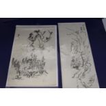 Two Chinese ink drawings