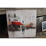A large French street scene print 80x80cm