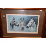 A large framed horse print, Red Rum & others 99x68cm