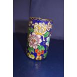 A Chinese cloisonne brush pot 10cm tall