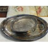 Three quality Walker & Hall silver plated serving trays & one serving dish