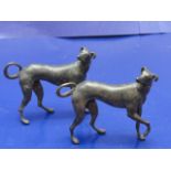 Two small bronze greyhound figures 6cm tall