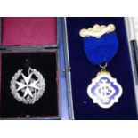 A rare hallmarked silver St John's ambulance medal & a Masonic lodge medal