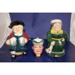 Two collectable Roy Kirkham toby jugs and a smaller Beswick one