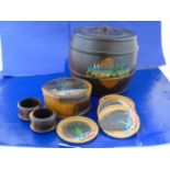 Jamaica Tourist Ware ? Lidded Pot, Napkin rings & Lidded pot with coasters