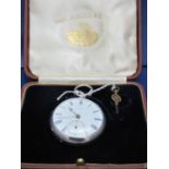 A cased Victorian hallmarked silver fusee pocket watch (needs attn)