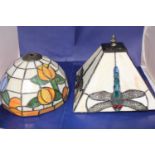Two tiffany style lamp shades (round one has some slight damage)