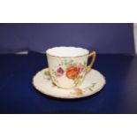 A vintage Royal Worcester blush ivory cup & saucer pattern number 4158