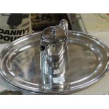 Two Walker & Hall silver plated serving trays & coffee pot