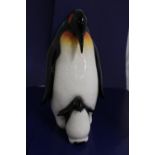 A cute Aynsley ware ceramic penguin & baby ceramic figure H26cm