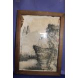 A vintage framed Chinese ink drawing A/F 33x24cm