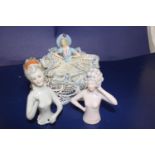Three collectable ceramic half doll figures