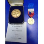 A French silver gilt long service medal & one other