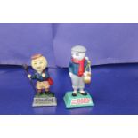 Two cast iron vintage golf related advertising figurines. 13cm & 15cm