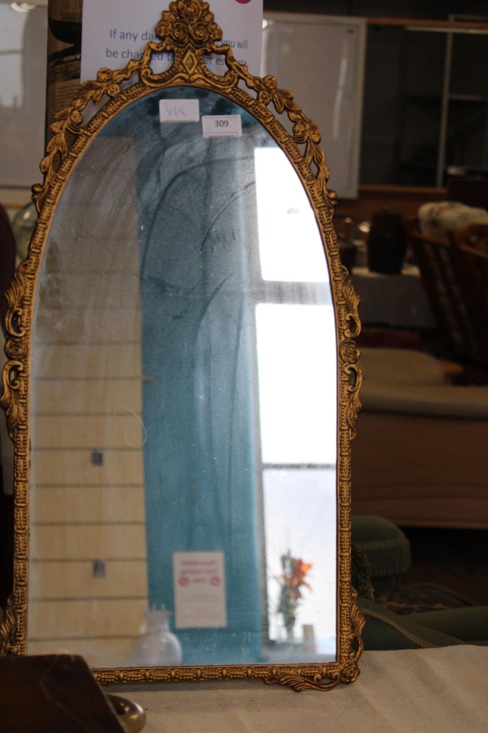 A quality brass & gilt framed vintage mirror h68, w38cm