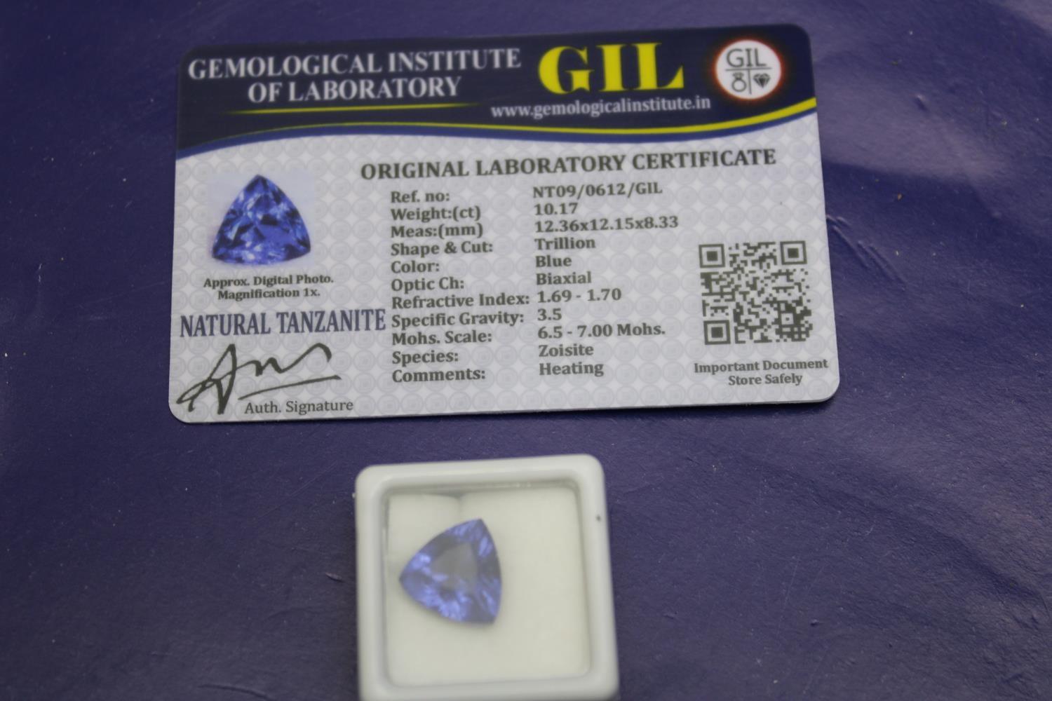 A Tanzanite gemstone with certificate