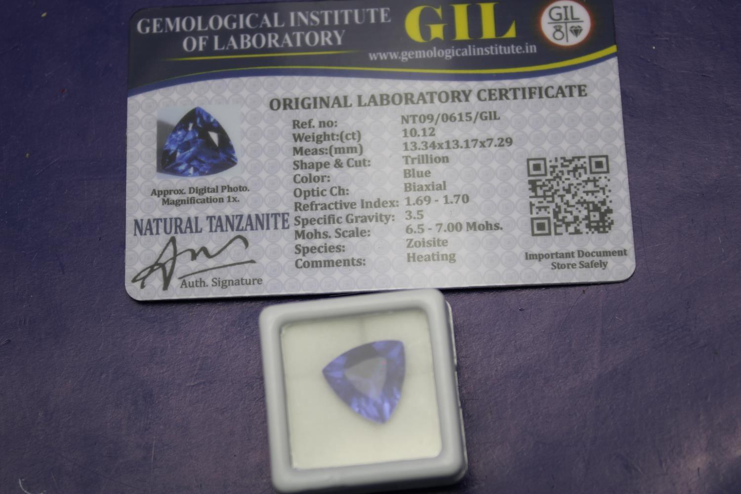 A Tanzanite gemstone with certificate