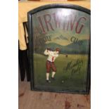 A vintage style Irwing Golf Club sign H71 W52cm