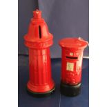 Two vintage ceramic money boxes in the form of post boxes