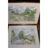 Two signed Barry Claughton water colours, Muker Swaledale & Malham Cove. h44, w62cm h43, w56cm