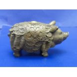 A Chinese bronze lucky money pig