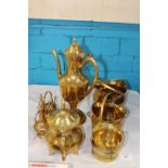 A selection of vintage brass ware items