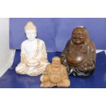 Three assorted Budha figures
