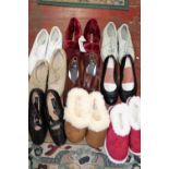 A box of new and barely worn shoes/slippers etc. Mainly size 7